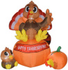 Turkey Sitting On Pumpkin Thanksgiving Inflatable 